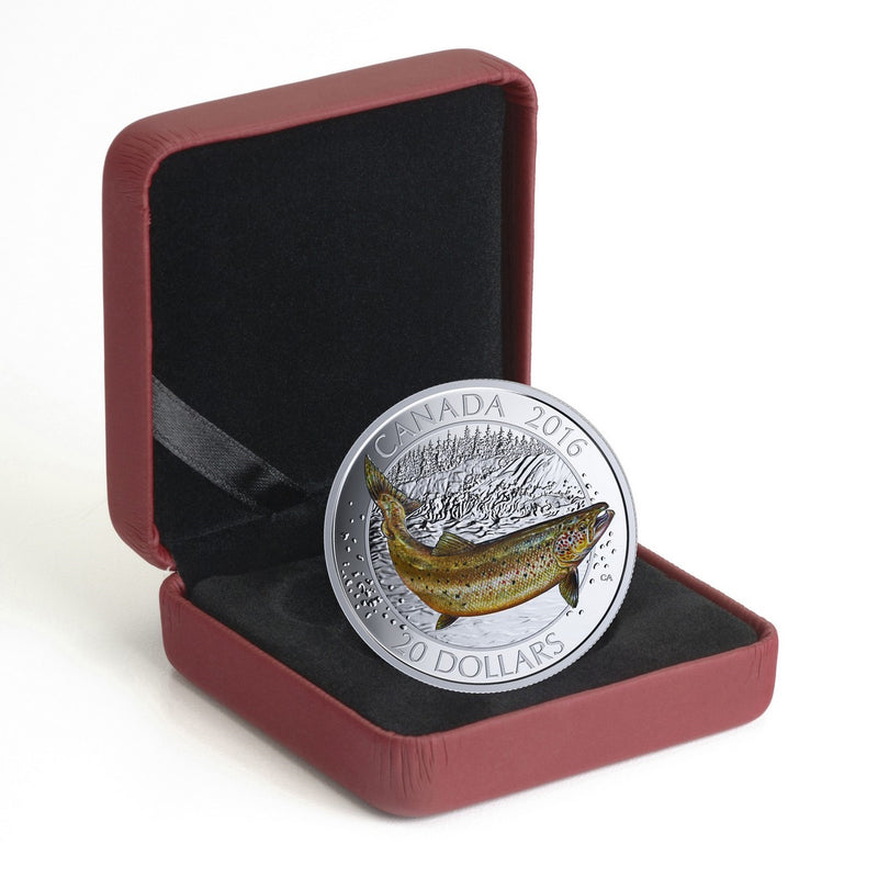2016 $20 Canadian Salmonids: Atlantic Salmon - Pure Silver Coin