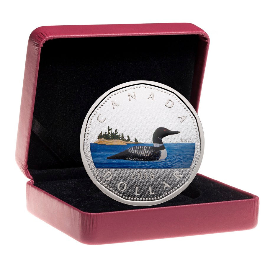 2016 $1 Coloured Big Coin Series: Loon - Pure Silver Coin