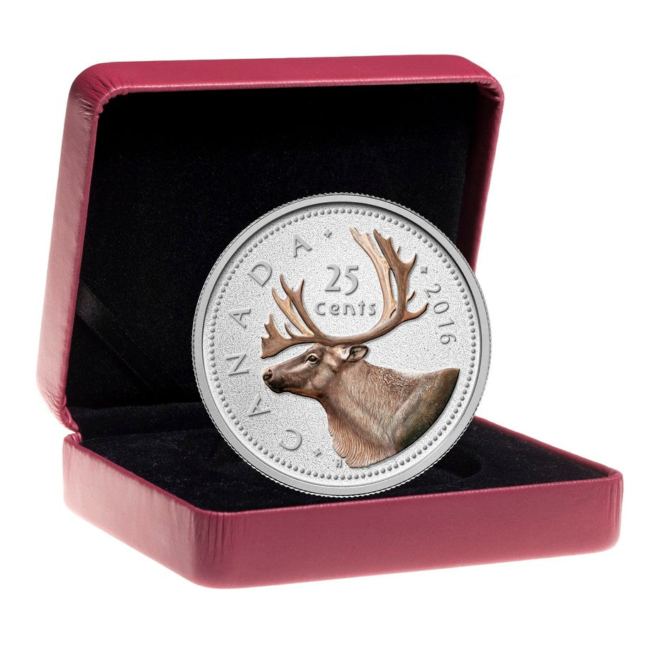 2016 25c Coloured Big Coin Series: Caribou - Pure Silver Coin