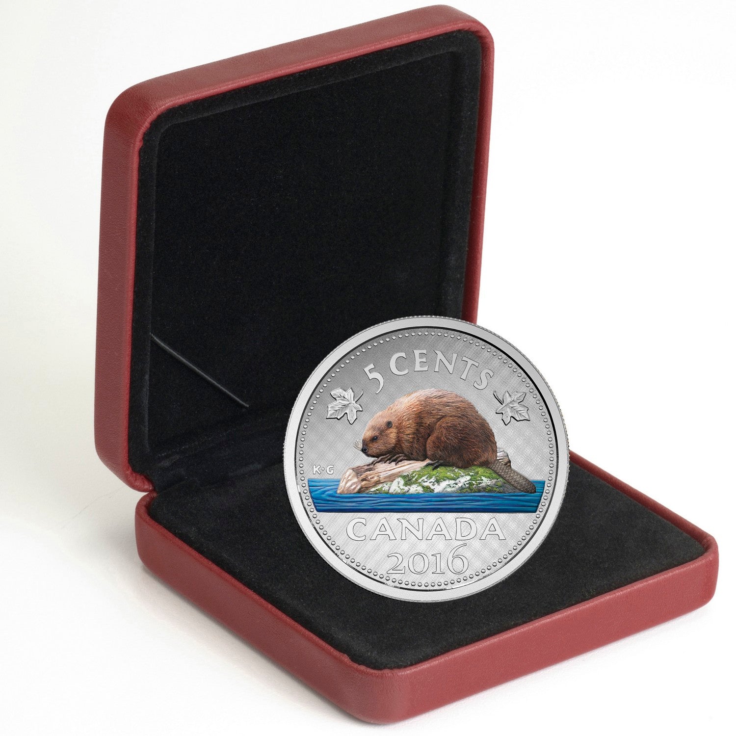 2016 5c Coloured Big Coin Series: Beaver - Pure Silver Coin