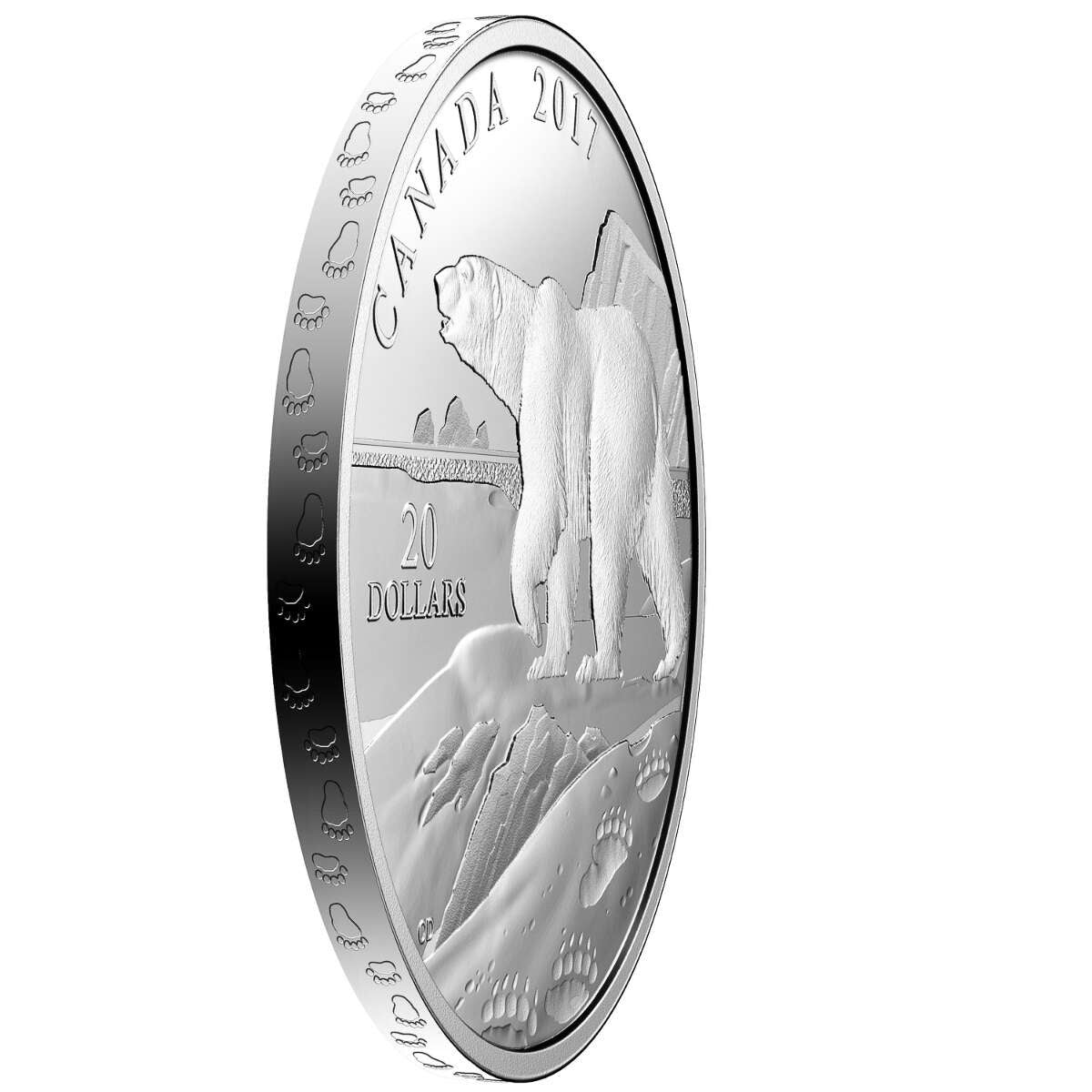 2017 $20 Nature's Impressions: Polar Bear - Pure Silver Coin