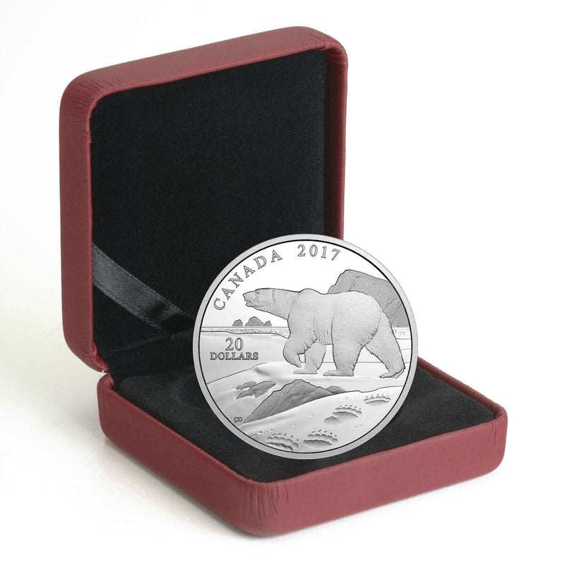 2017 $20 Nature's Impressions: Polar Bear - Pure Silver Coin