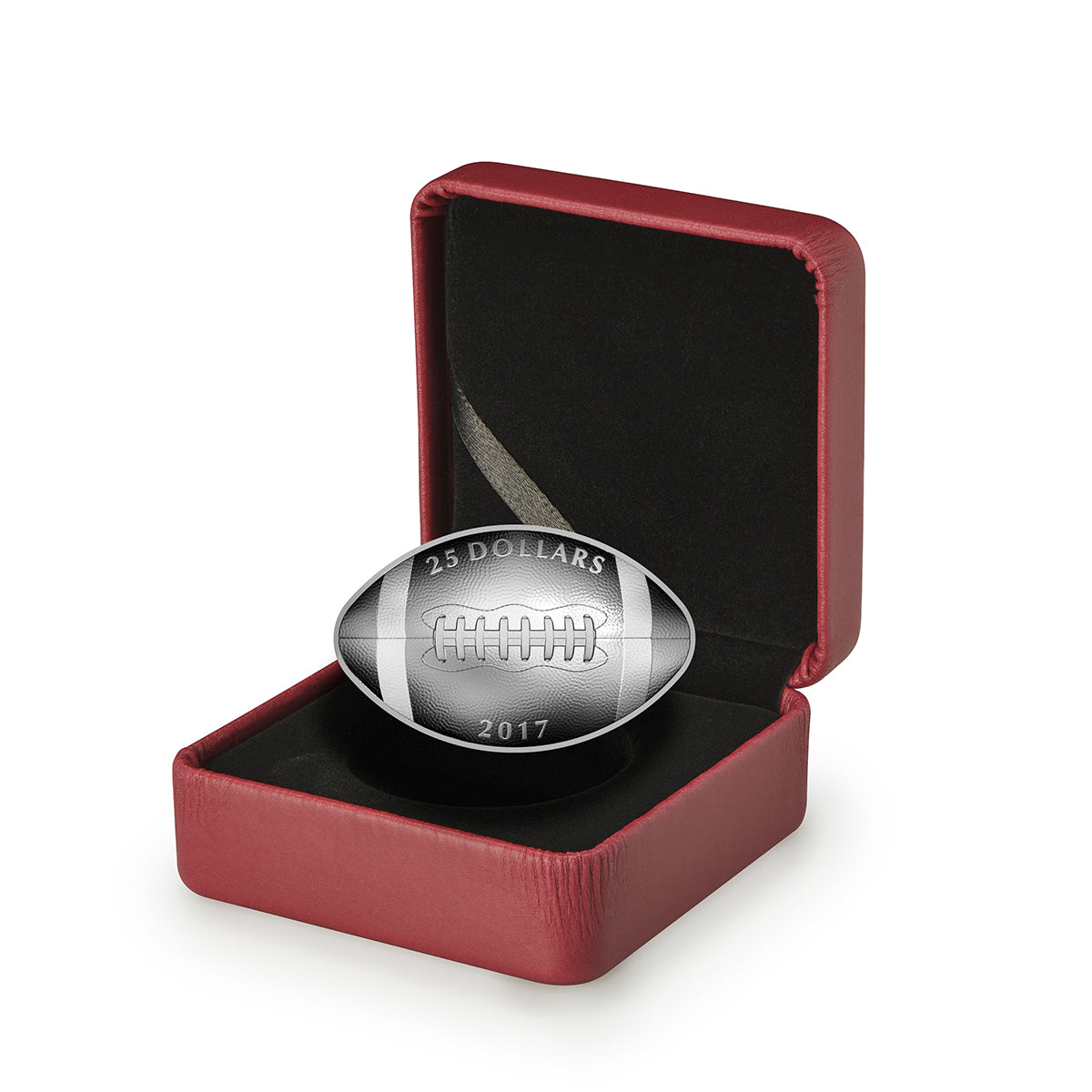 2017 $25 Football-Shaped Curved Pure Silver Coin