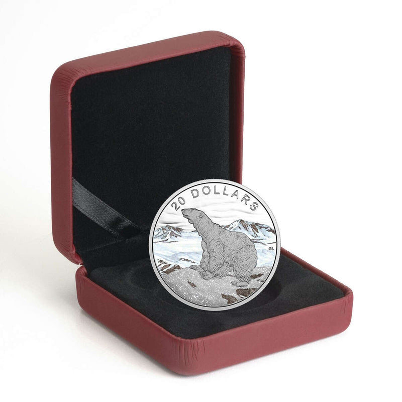 2017 $20 Glistening North: The Polar Bear with Genuine Diamonds - Pure Silver Coin