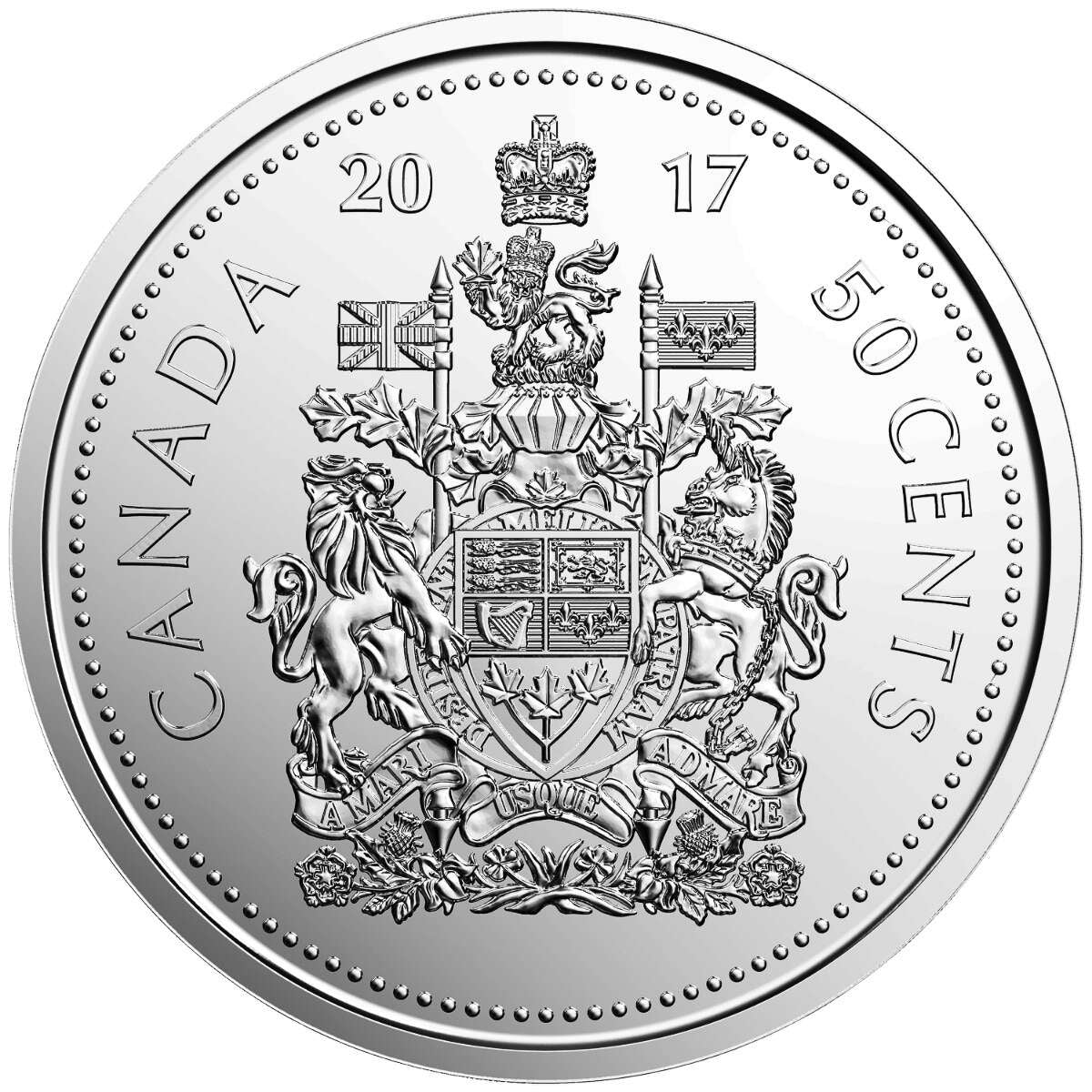 2017 50c Coat of Arms and Canada 150 Special Wrap Rolls - 2 Pack