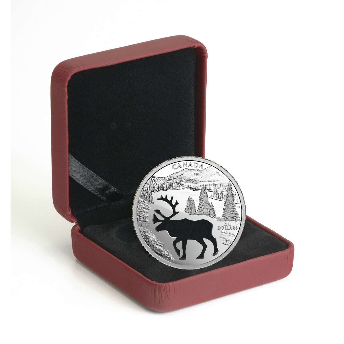 2017 $30 Endangered Animal Cutout: Woodland Caribou - Pure Silver Coin