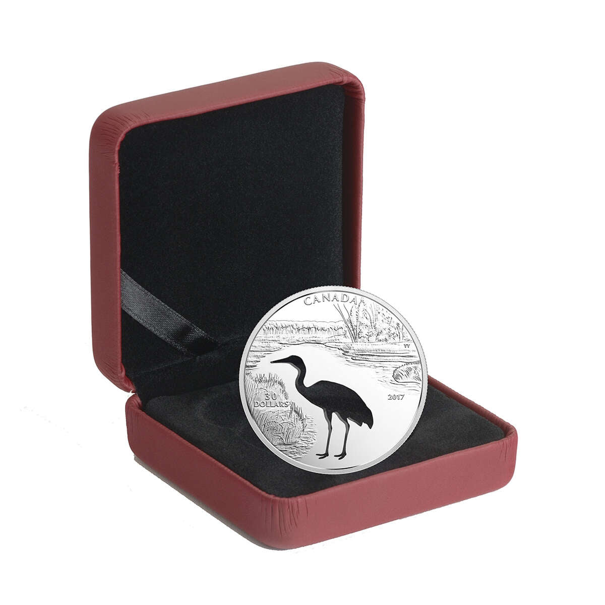 2017 $30 Endangered Animal Cutout: Whooping Crane - Pure Silver Coin