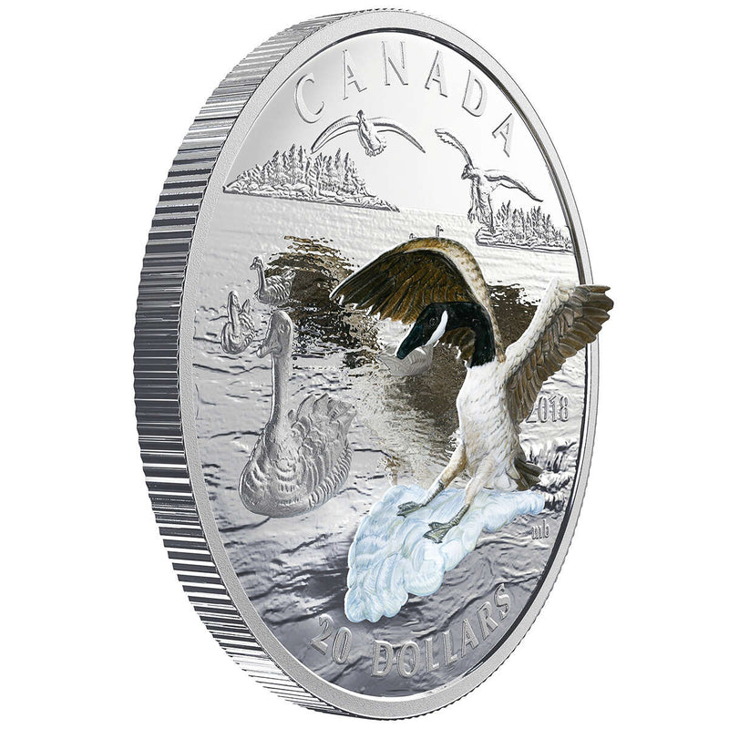 2018 $20 Approaching Canada Goose - Pure Silver Coin