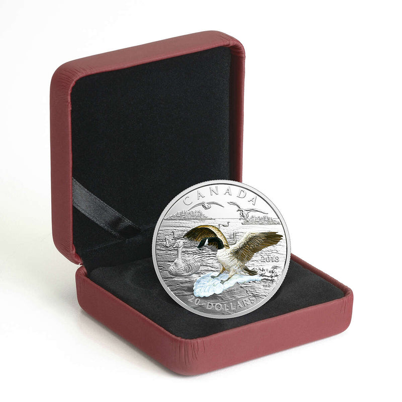 2018 $20 Approaching Canada Goose - Pure Silver Coin