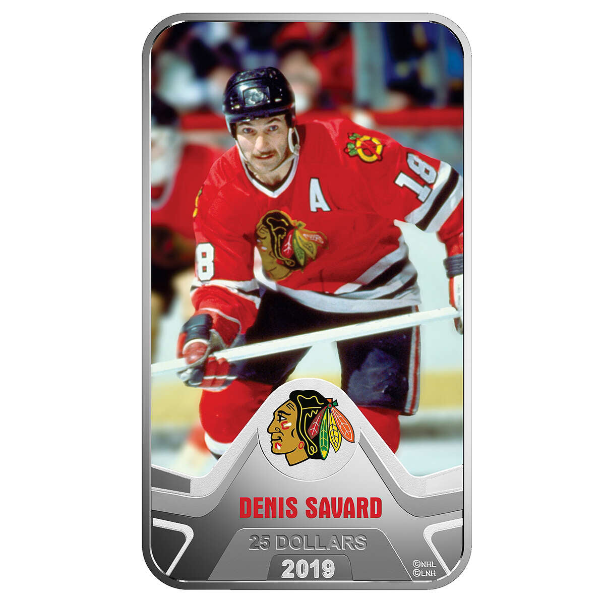 2019 $25 Denis Savard: Chicago Blackhawks - Fine Silver Coin