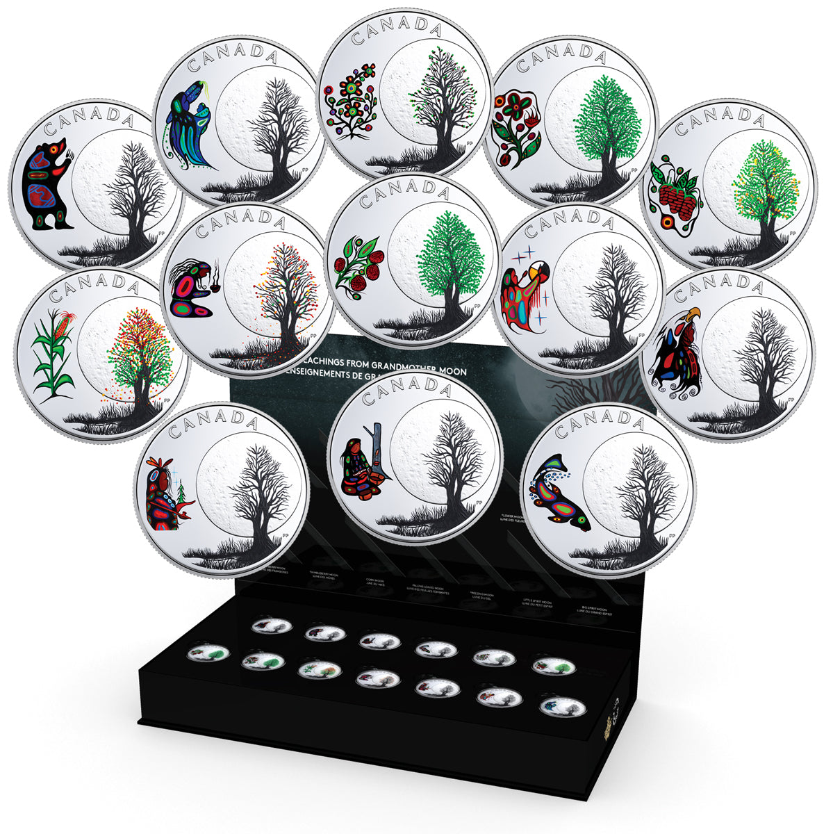 2018 $3 Thirteen Teachings from Grandmother Moon - Pure Silver Coloured 13 Coin Set