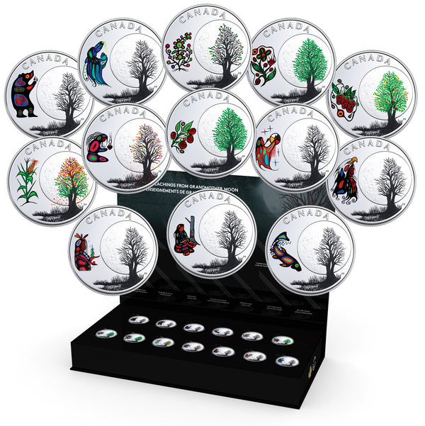 2018 $3 Thirteen Teachings from Grandmother Moon - Pure Silver Coloured 13 Coin Set