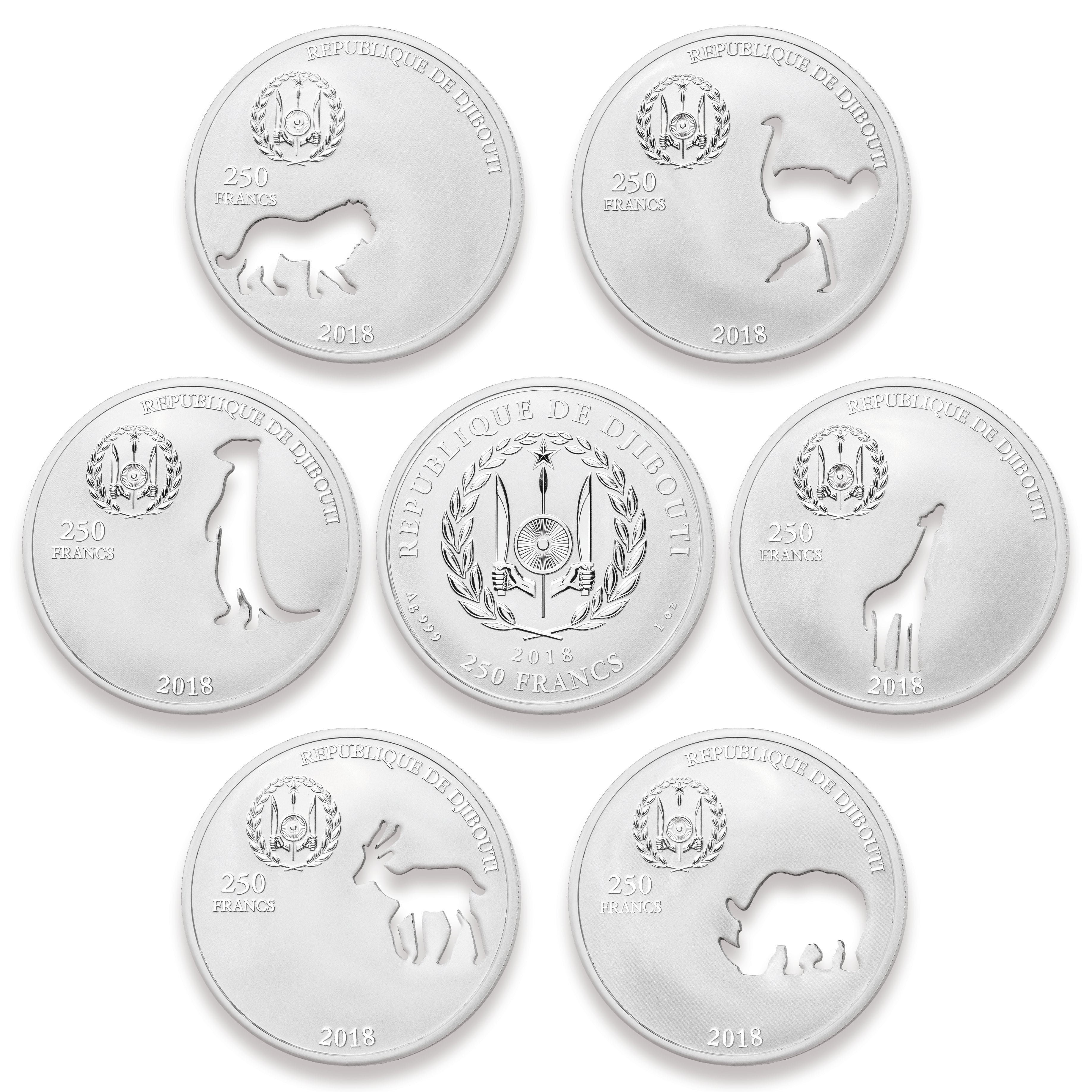 2018 250 Francs Shapes of Africa - Pure Silver Set