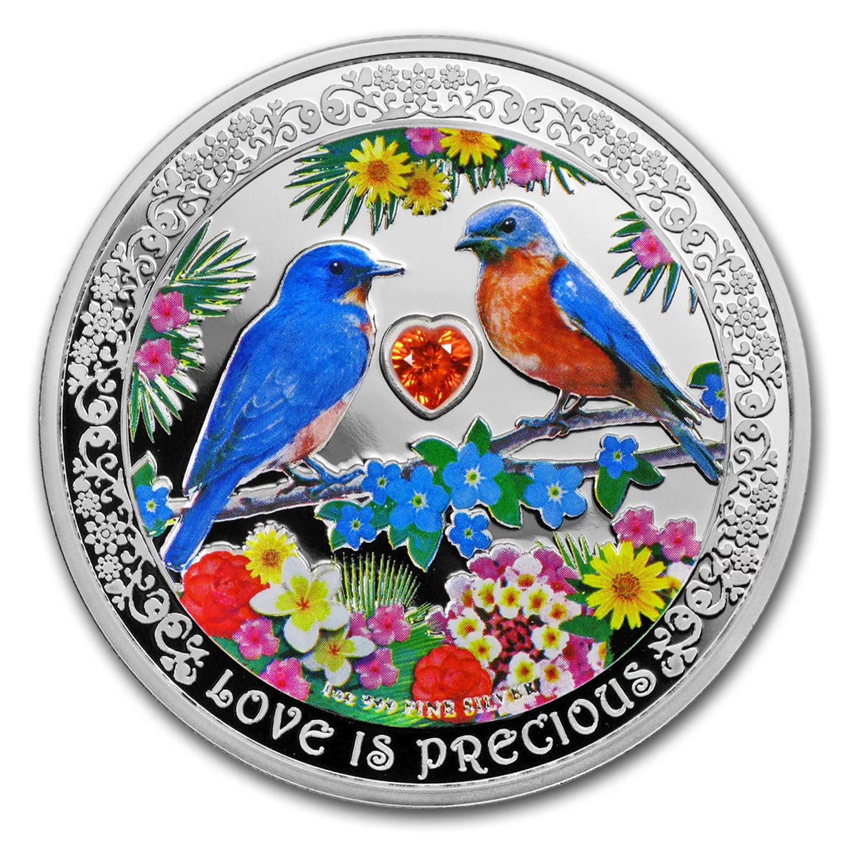 2019 $2 Love is Precious: Bluebirds - Pure Silver Coin