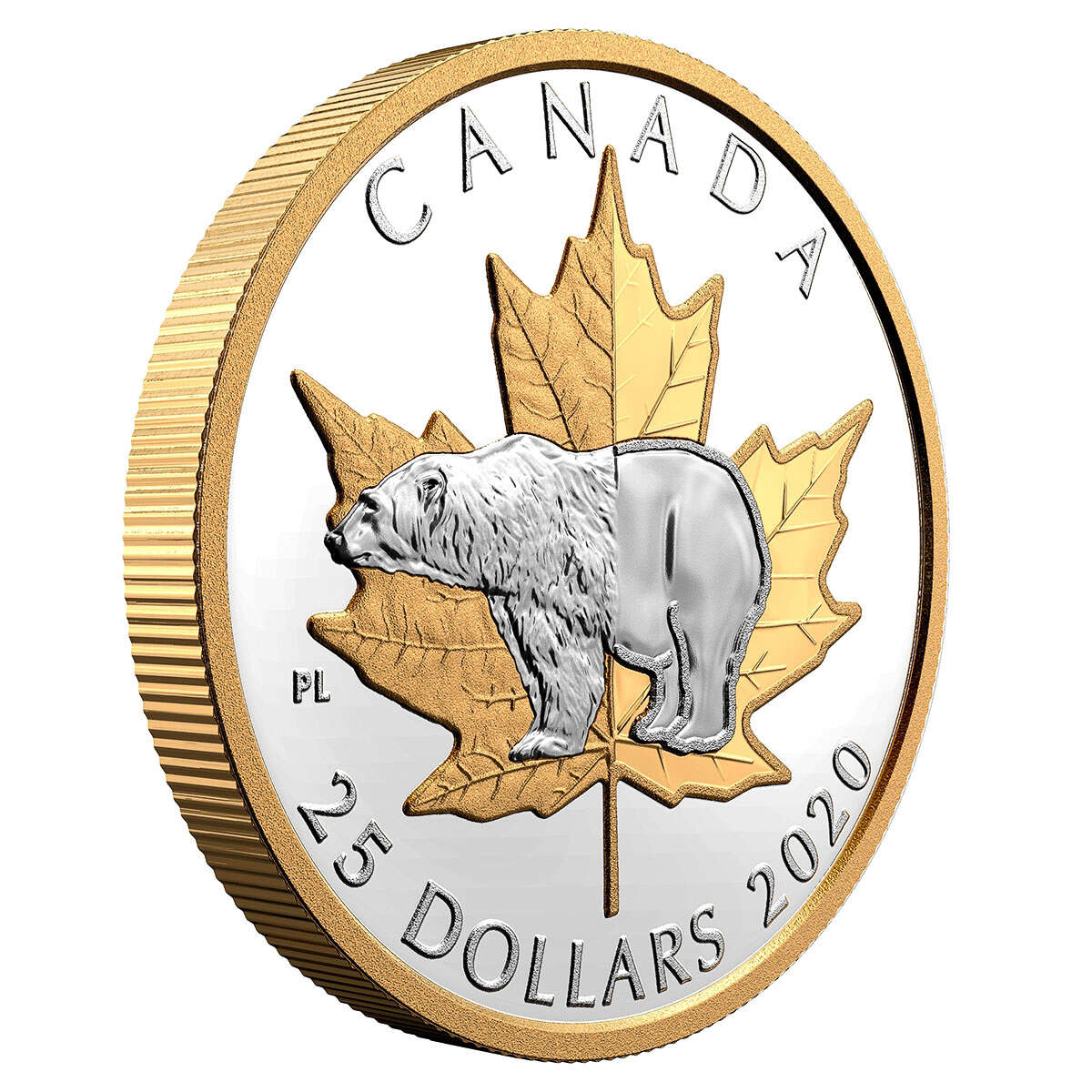 2020 $25 Timeless Icons: Polar Bear - Pure Silver Piedfort Coin