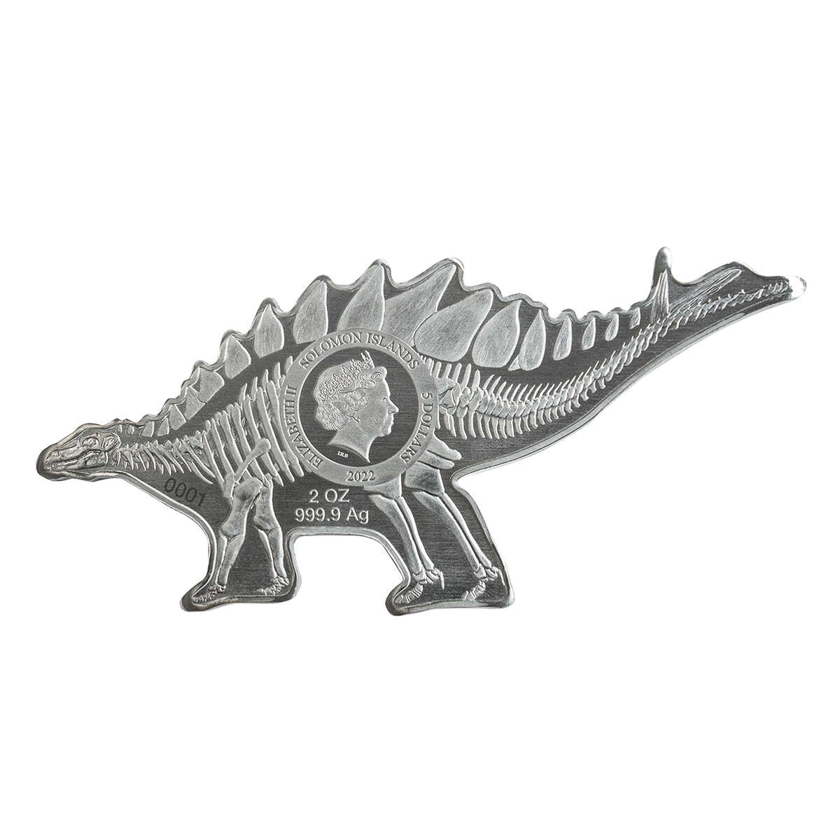 2022 $5 Dinosaurs of North America: Stegosaurus - Pure Silver Coin