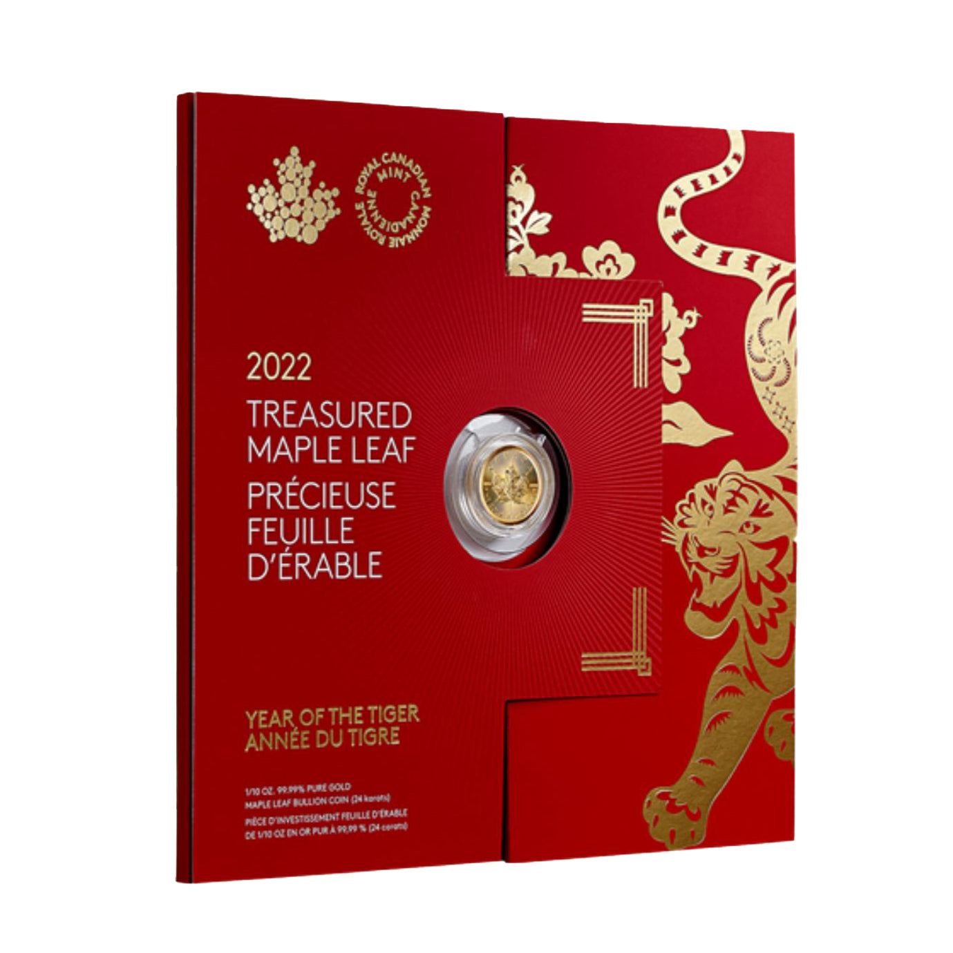 2022 $5 Treasured Maple Leaf: Year of the Tiger - Pure Gold Coin