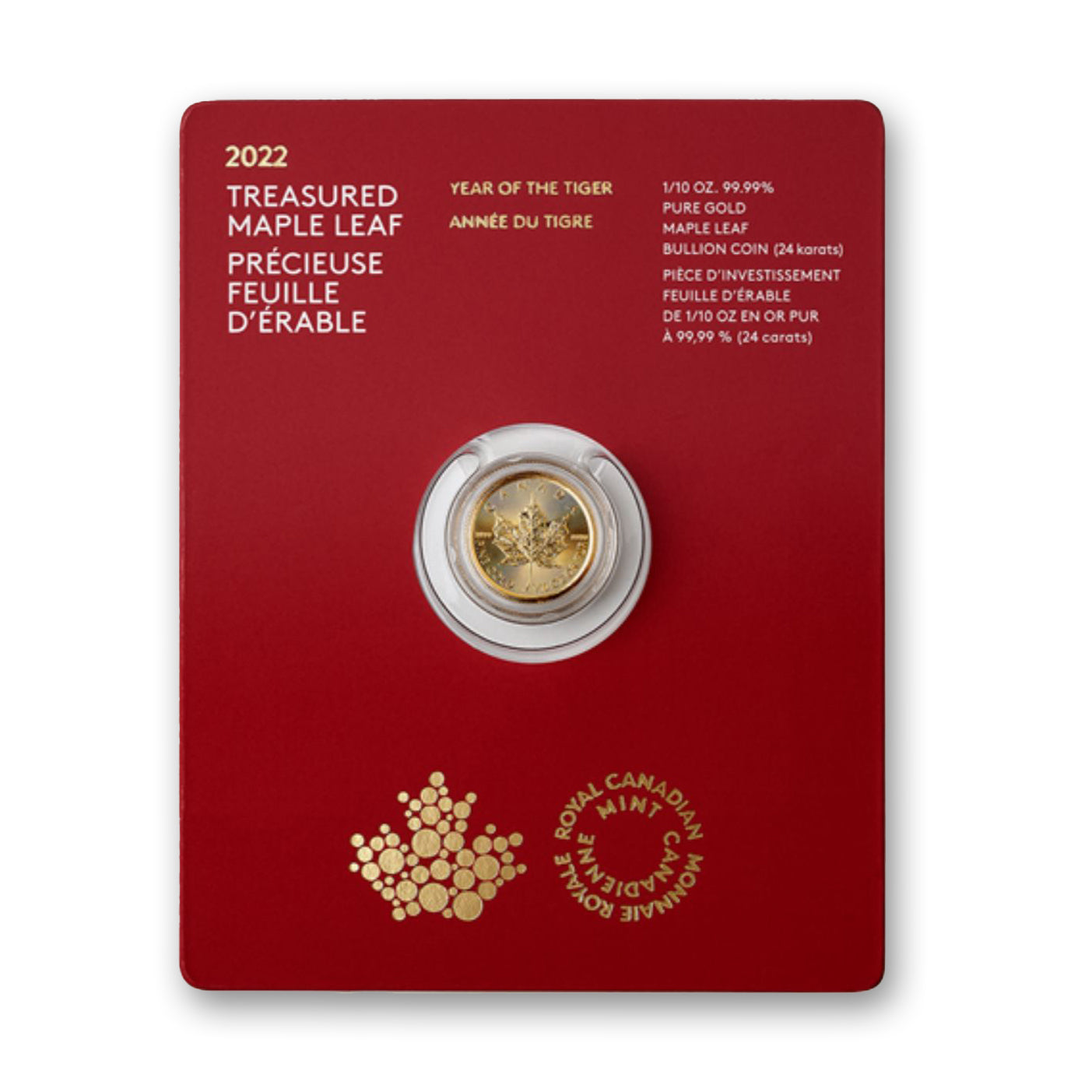 2022 $5 Treasured Maple Leaf: Year of the Tiger - Pure Gold Coin