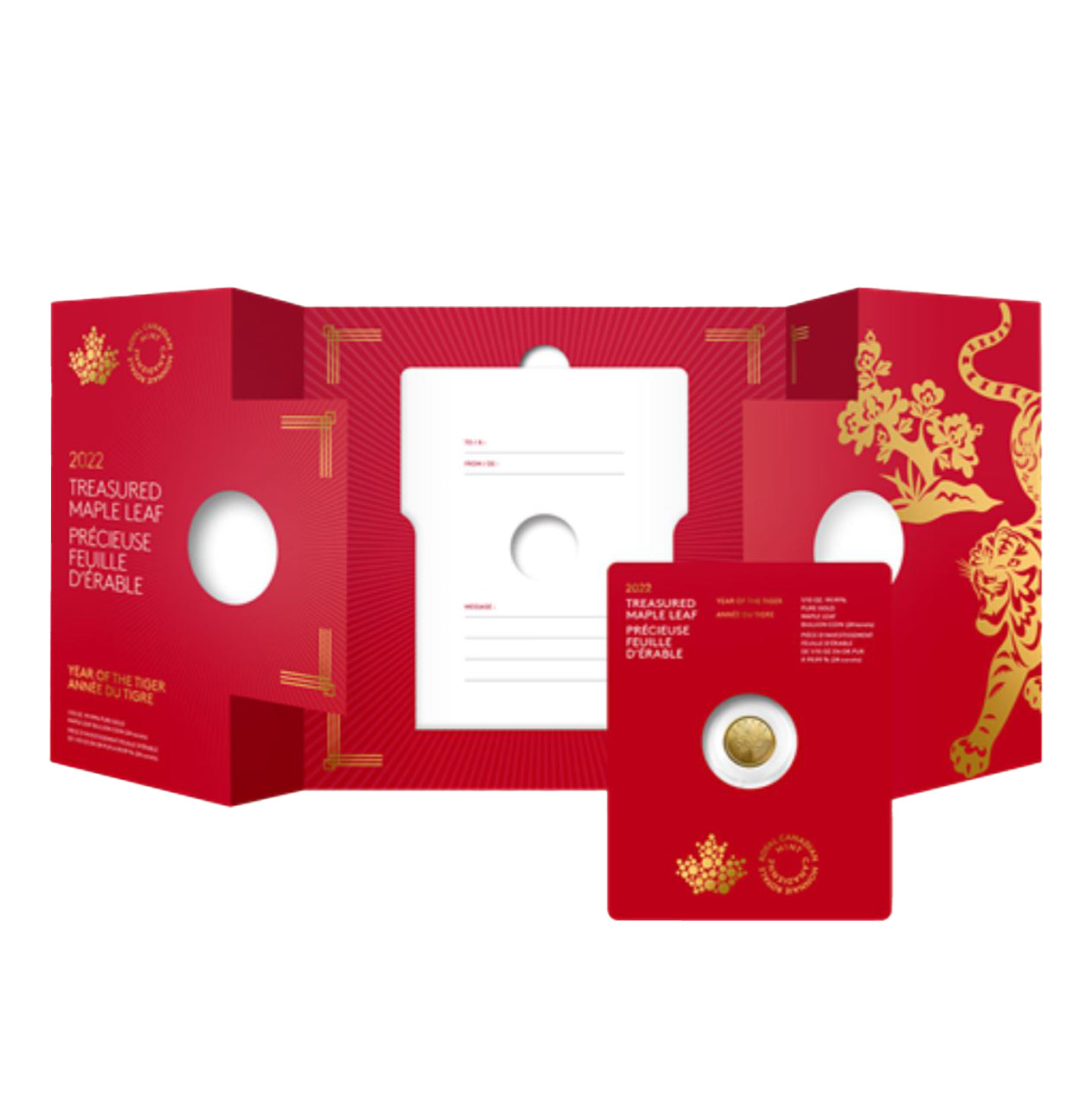 2022 $5 Treasured Maple Leaf: Year of the Tiger - Pure Gold Coin