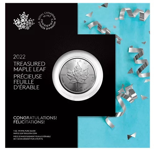 2022 $5 Treasured Silver Maple Leaf: Congratulations - Pure Silver Premium Bullion Coin