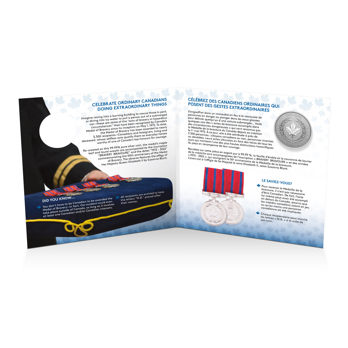 2022 $5 Moments to Hold: 50th Anniversary of the Medal of Bravery - Pure Silver Coin