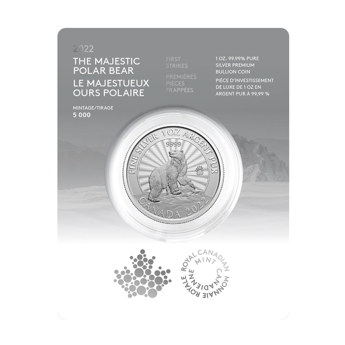 2022 $5 First Strikes: The Majestic Polar Bears - Fine Silver Coin