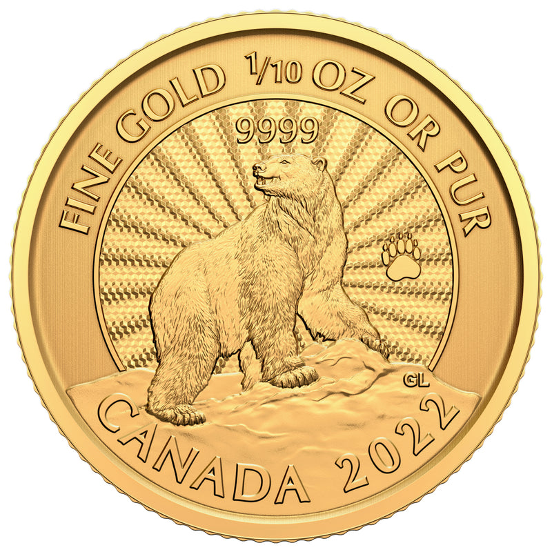 2022 $5 The Majestic Polar Bear - Pure Gold Coin