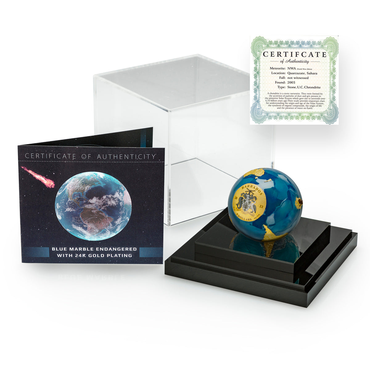 2022 $5 Blue Marble: Endangered Meteorite From Space - Pure Silver Coin