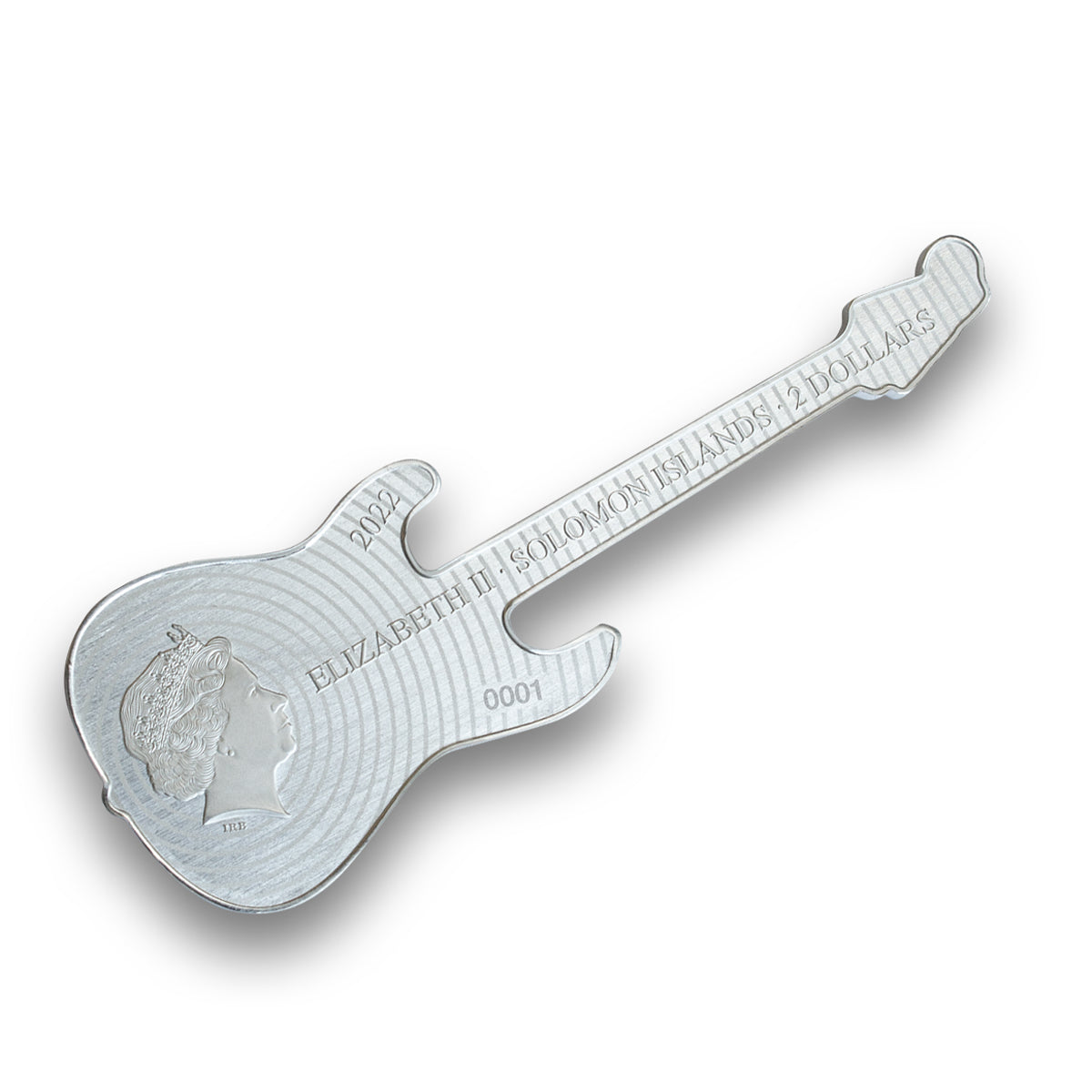 2022 $2 Fender&reg Stratocaster&reg: Surf Green - Pure Silver Shaped Coin