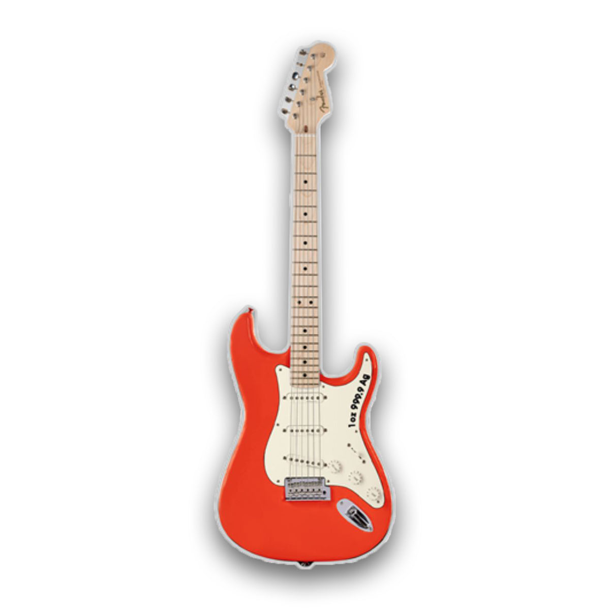 2022 $2 Fender Stratocaster: Fiesta Red - Pure Silver Shaped Coin