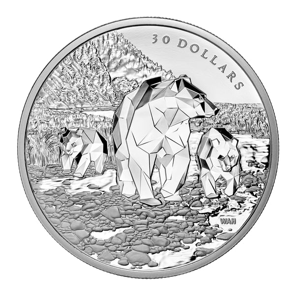 2023 $30 Multifaceted Animal Family: Grizzly Bears - Pure Silver Coin