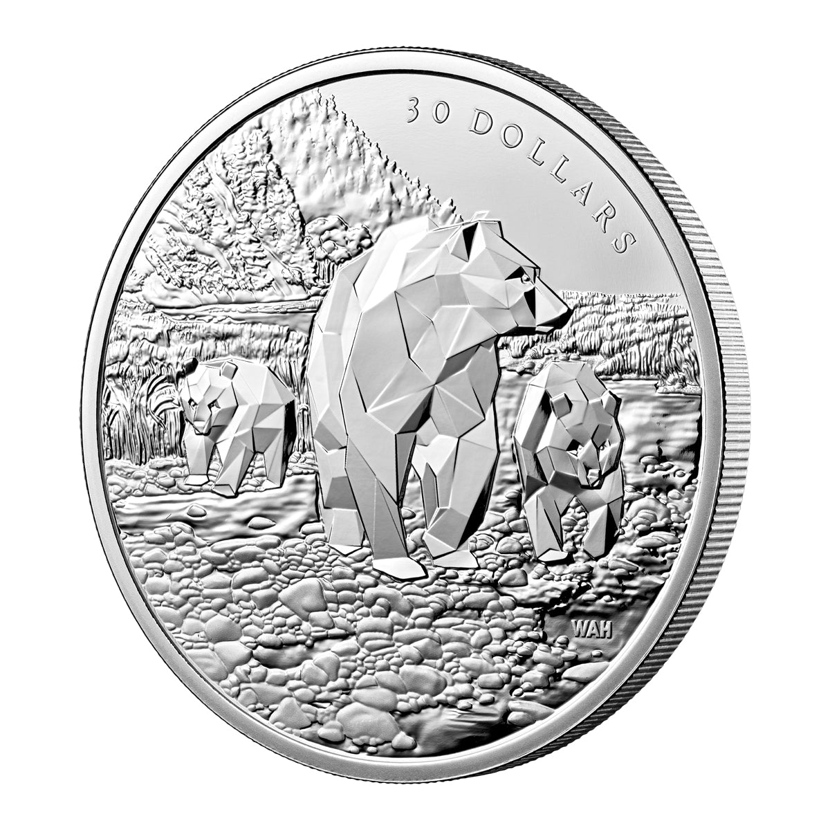 2023 $30 Multifaceted Animal Family: Grizzly Bears - Pure Silver Coin