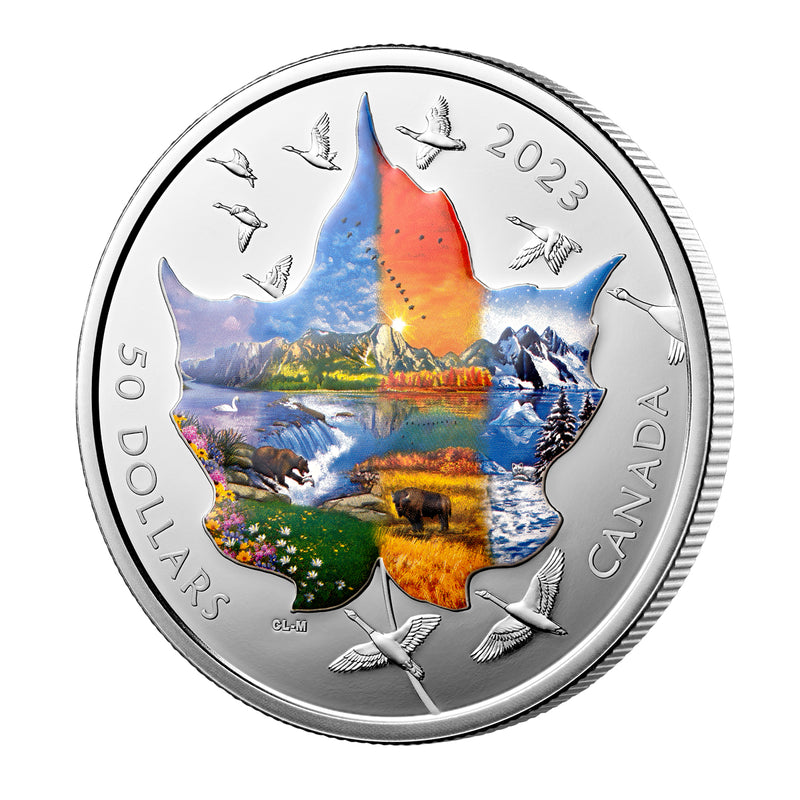 2023 $50 Canadian Collage: Four Seasons - Pure Silver Coin
