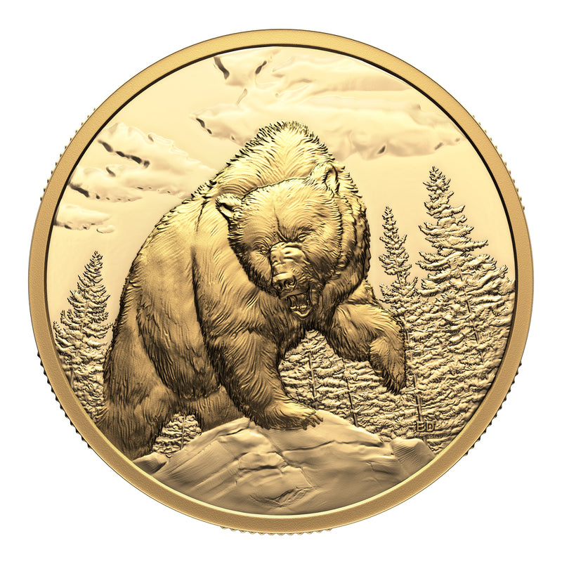 2023 $200 Great Hunters: Grizzly Bear - Ultra-High Relief Pure Gold Coin