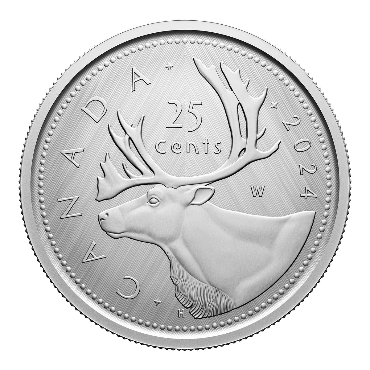 2024 25 Cent Tribute: W Mint Mark - Caribou - Pure Silver Coin