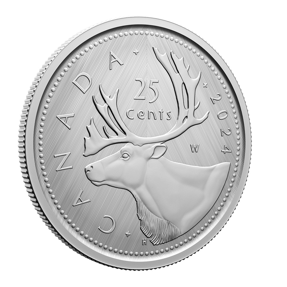 2024 25 Cent Tribute: W Mint Mark - Caribou - Pure Silver Coin