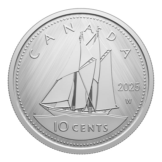 2025 10 Cent Tribute: W Mint Mark Bluenose - Pure Silver Coin