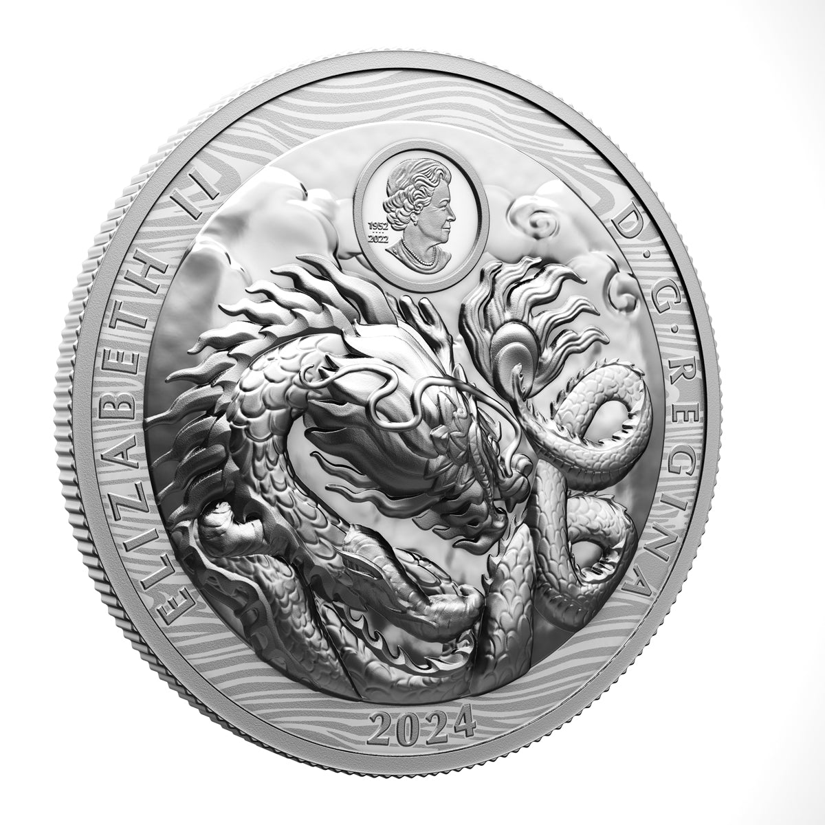 2024 $50 Year of the Dragon - Pure Silver Coin
