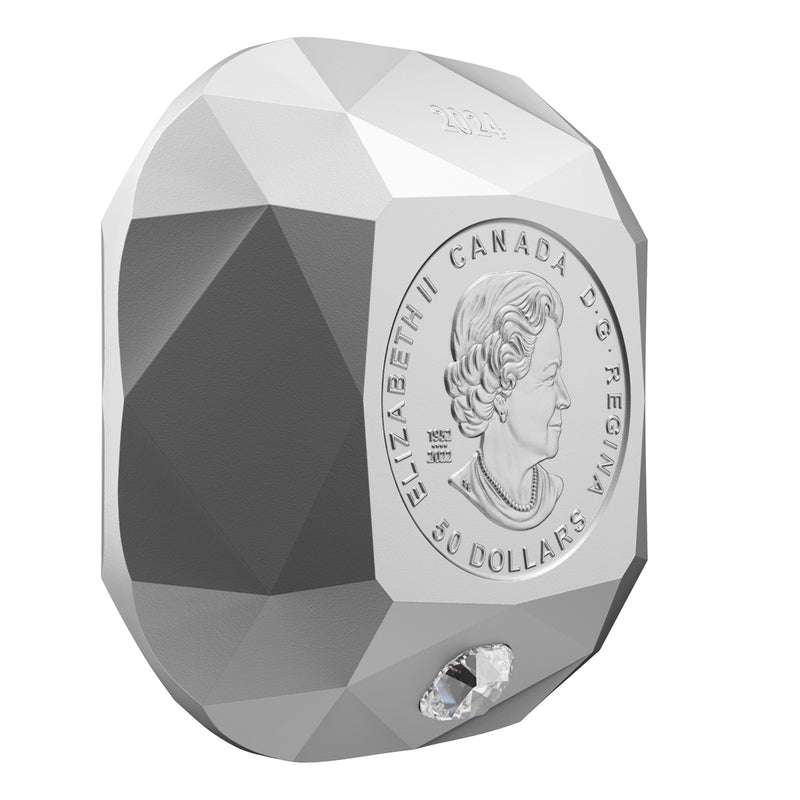 2024 $50 De Beers Ideal Cushion Diamond - Pure Silver Diamond-Shaped Coin