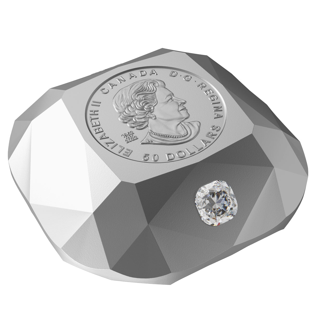 2024 $50 De Beers Ideal Cushion Diamond - Pure Silver Diamond-Shaped Coin