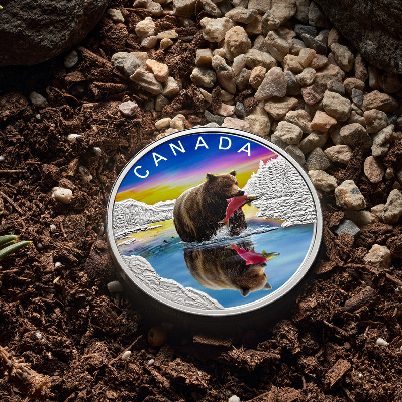 2024 $20 Wildlife Reflections: Grizzly Bear - Fine Silver Coin