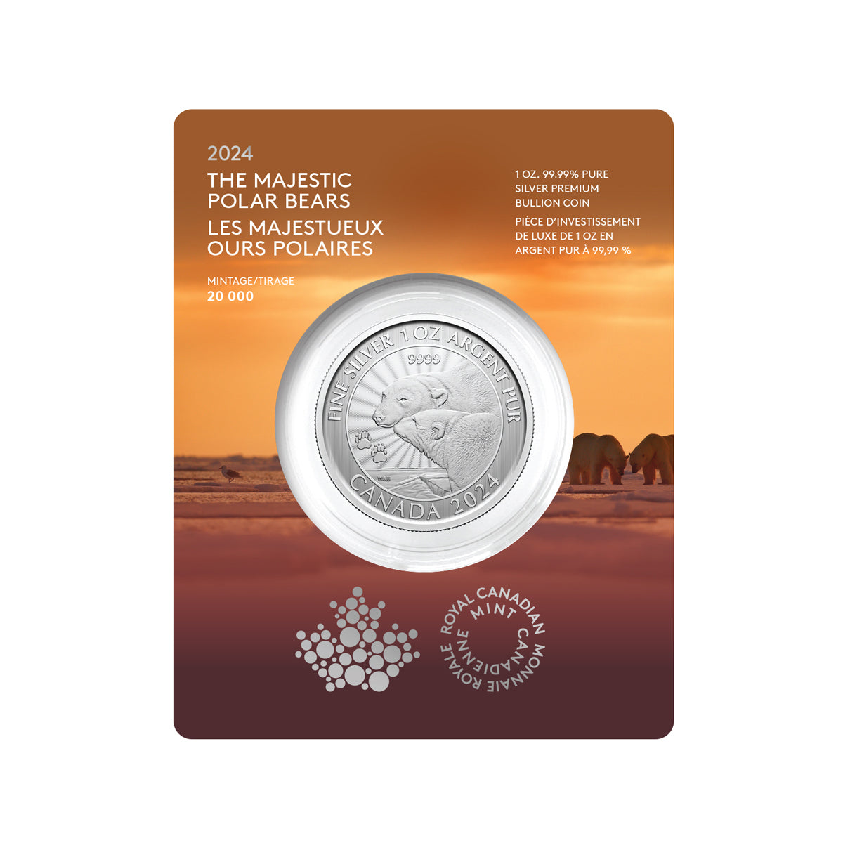 2024 $5 The Majestic Polar Bears - Pure Silver Premium Bullion Coin