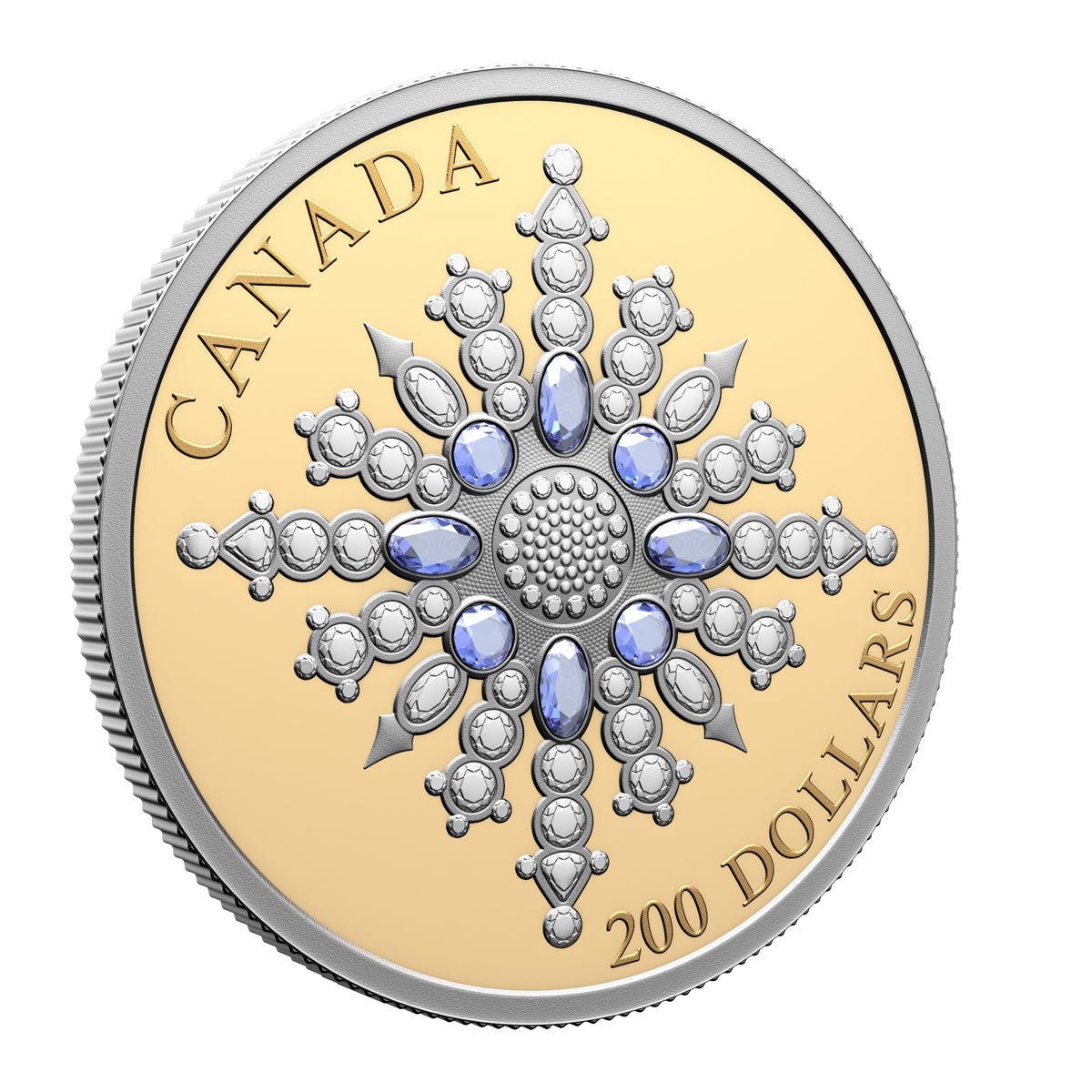 2024 $200 Sapphire Jubilee Snowflake Brooch - Pure Gold Coin