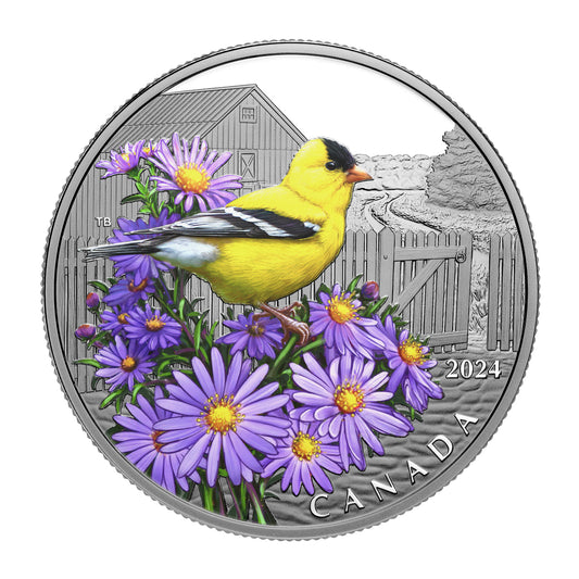 2024 $20 Colourful Birds: American Goldfinch - Pure Silver Coin