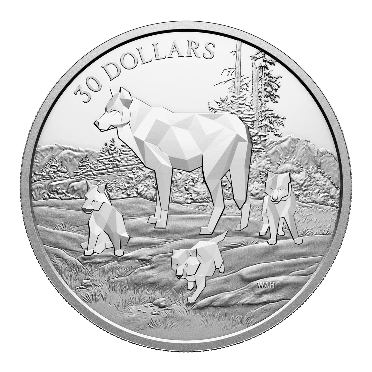 2024 $30 Multifaceted Animal Family: Timber Wolves - Pure Silver Coin