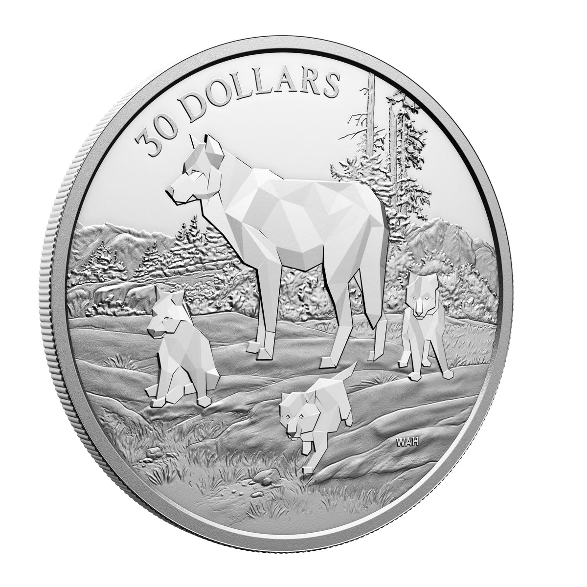 2024 $30 Multifaceted Animal Family: Timber Wolves - Pure Silver Coin