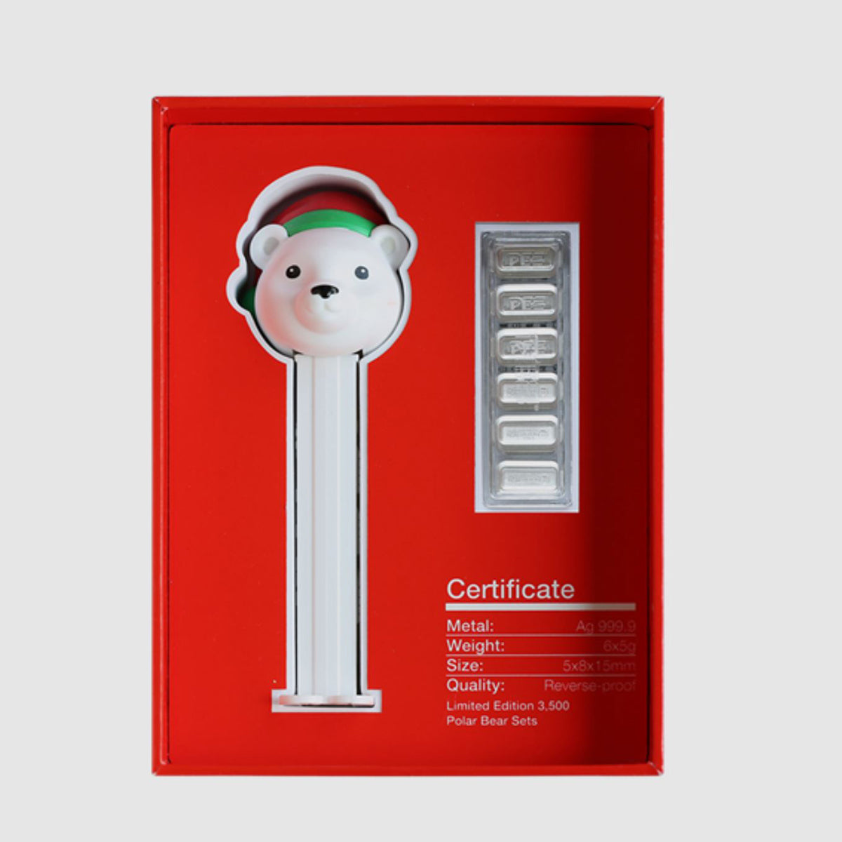 2024 PEZ®: Polar Bear Wafers & Dispenser - Pure Silver Gift Set