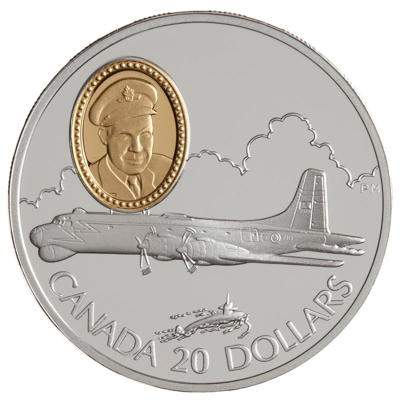 1998 $20 Canadair CP-107 Argus - Sterling Silver Coin & Replica Kit