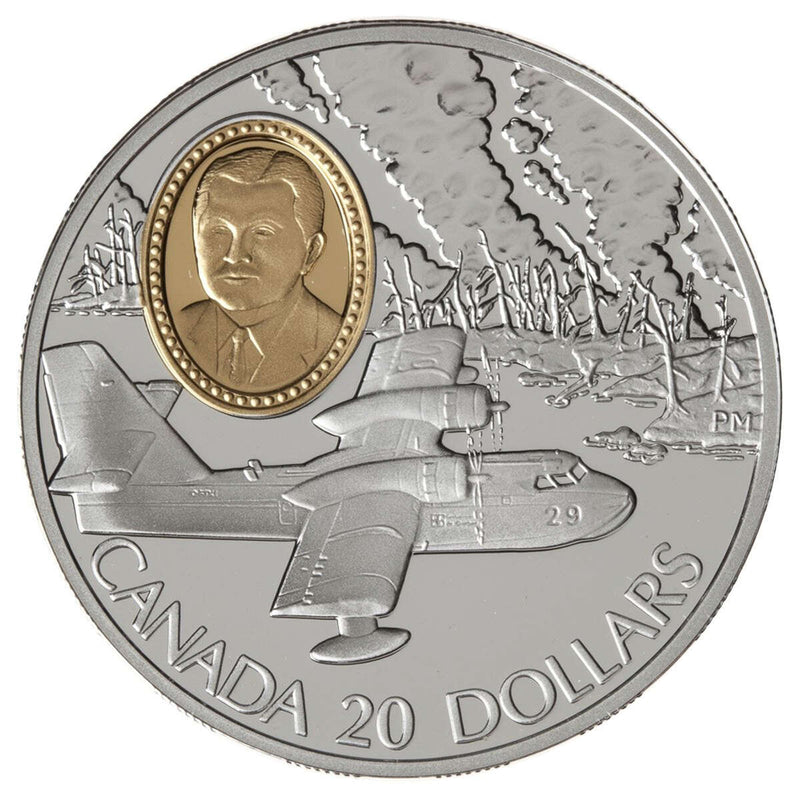 1998 $20 Water Bomber CL-215 - Sterling Silver Coin & Replica Kit