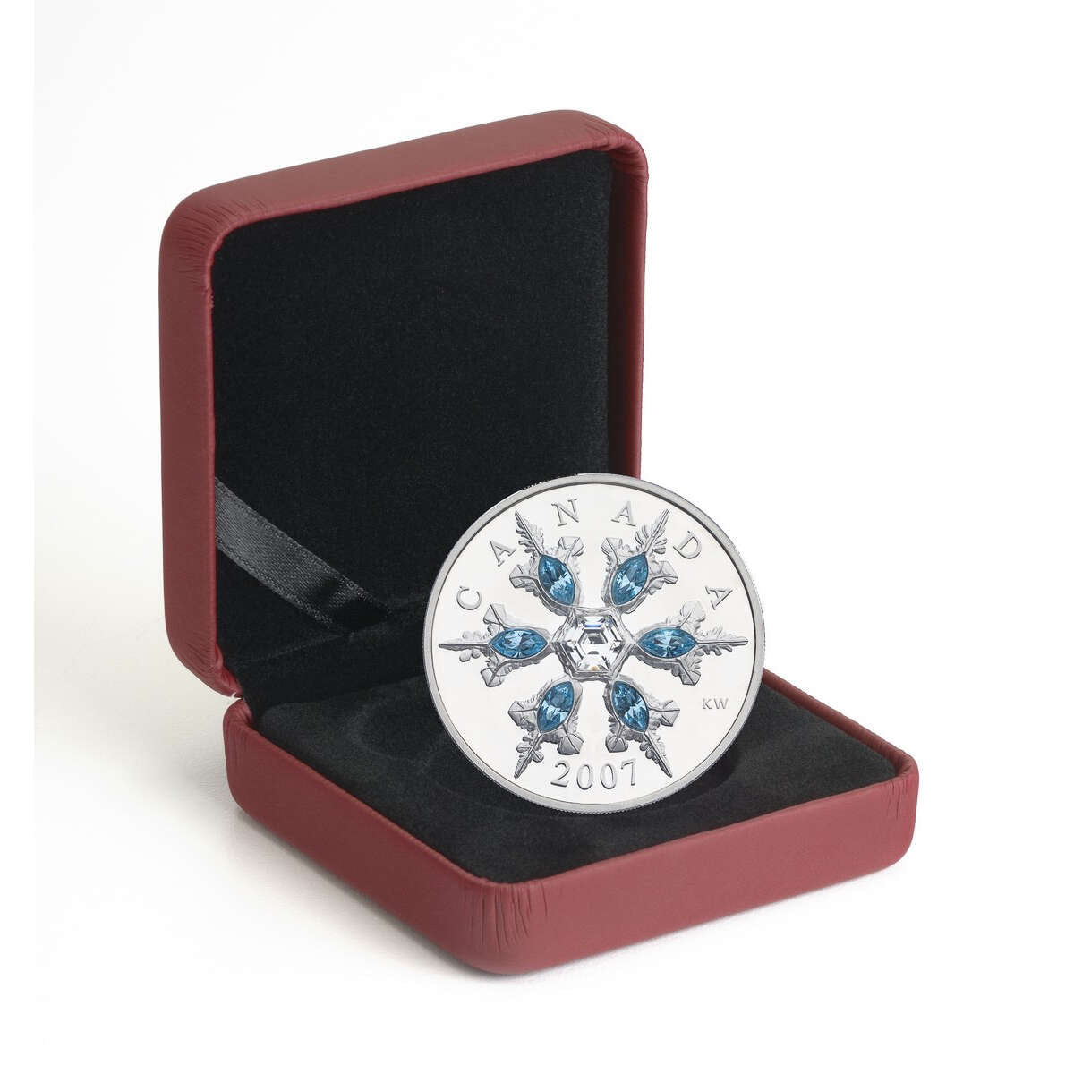 2007 $20 Blue Crystal Snowflake - Sterling Silver Coin